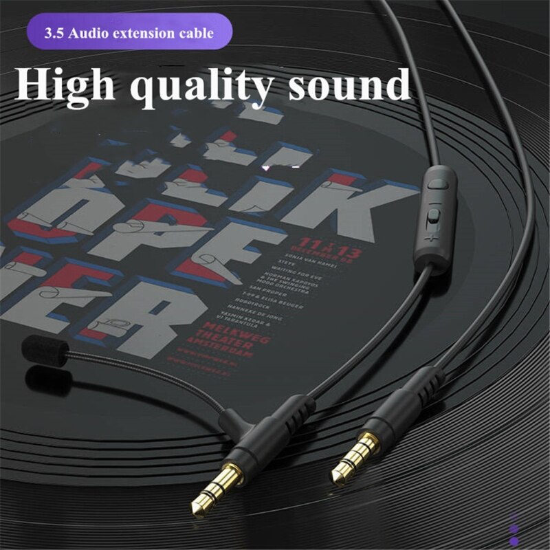 1.2M Boom Microphone Cable Mic For 3.5mm Headphone With Condenser Mic For Phone PC For Boompro Gaming Headset V-MODA 97QB