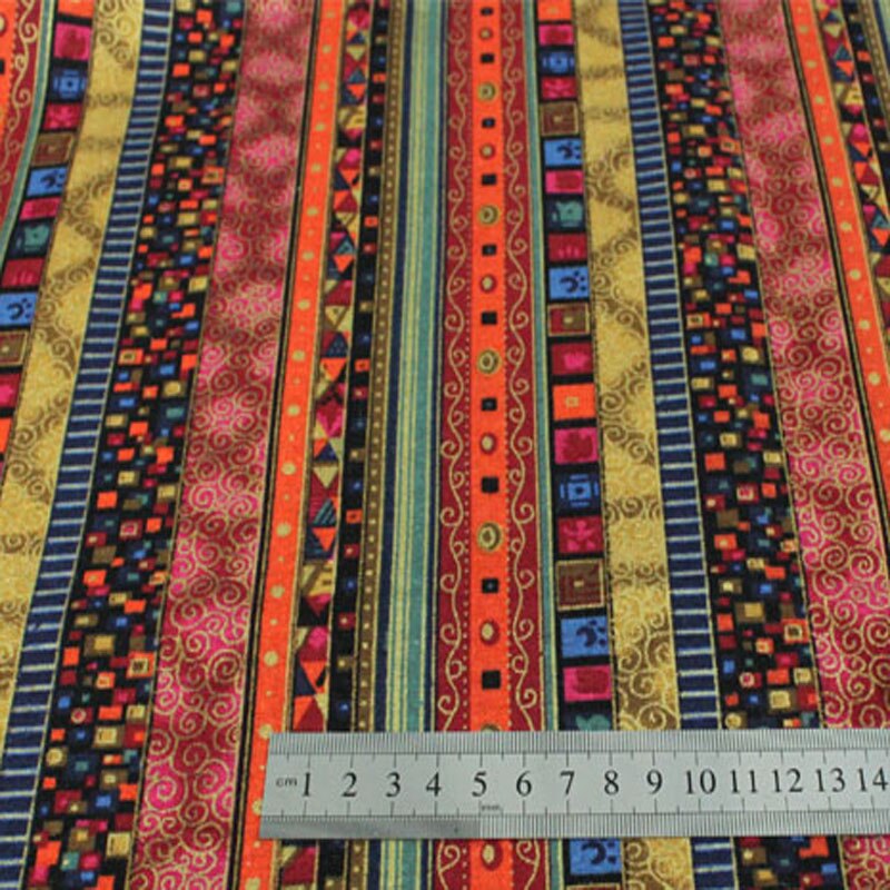 Pretty Stripe African Print Cotton Linen Fabric 50x140cm Dressmaking Linen Material Upholstery Crafts Tissue Home Decoration