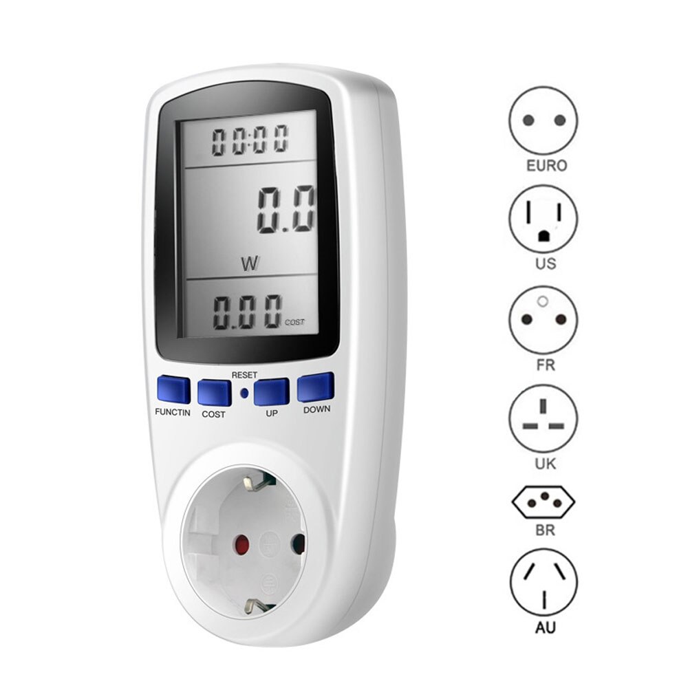 Digitale Lcd Energy Meter Wattmeter Monitoring Apparaat Wattage Elektriciteit Kwh Power Meten Outlet Analyzer