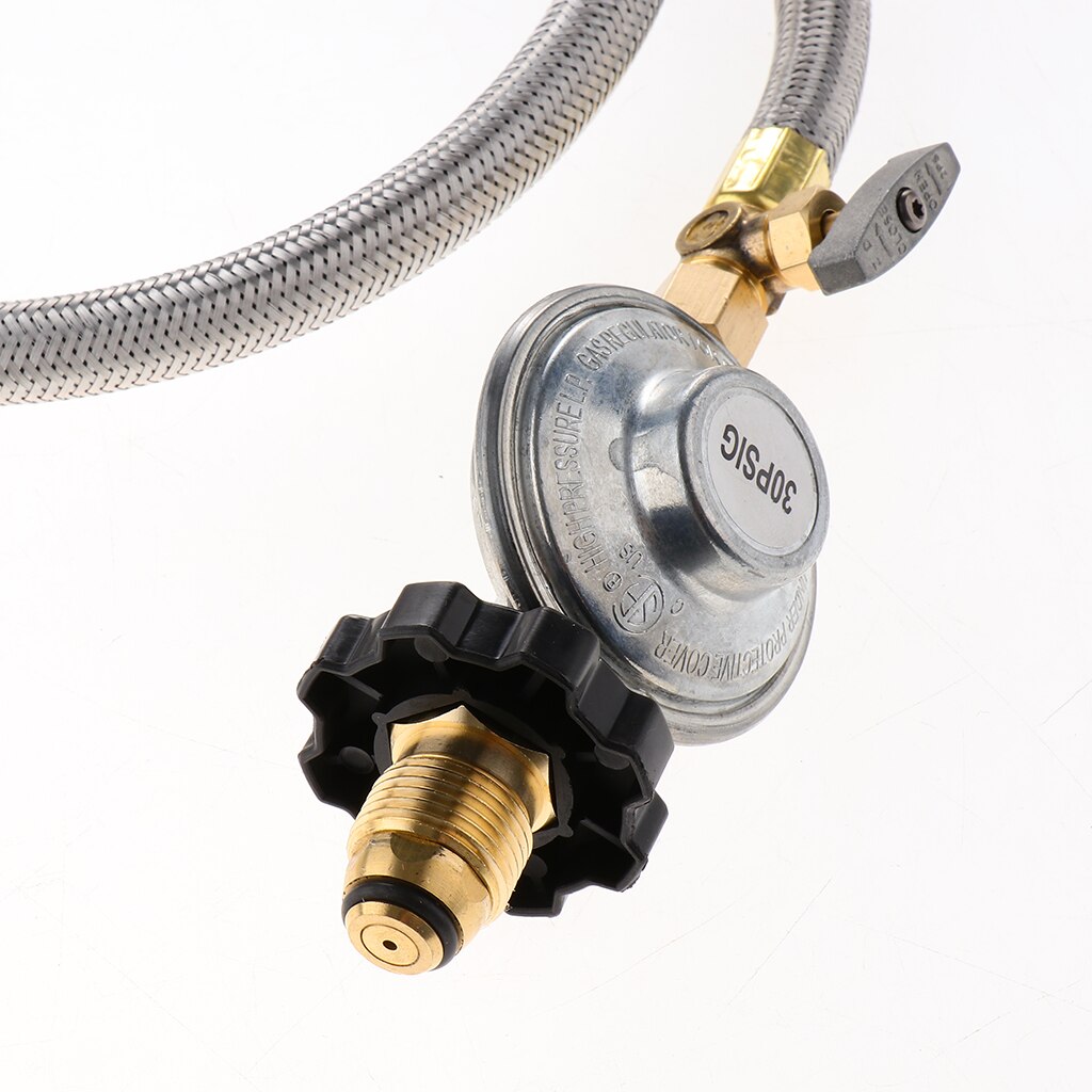 Universal QCC1 Pressure Relief Valve Adjustable Propane Regulator with Hose for Grill Burner Turkey Fryer Cooker