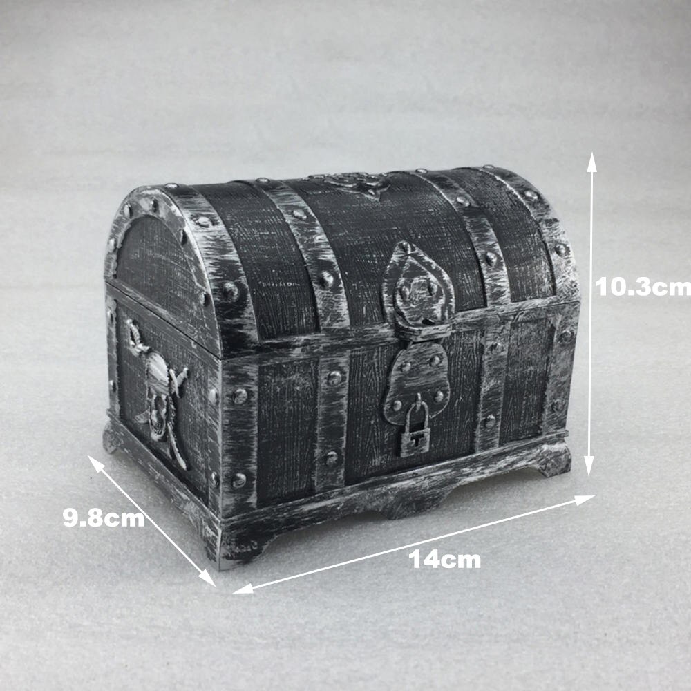 Plastic Pirate Treasure Box Crystal Gem Jewelry Box Storage Organizer Chest Box Treasure For Jewelry Gem Trinket Box: Ancient silver Dome