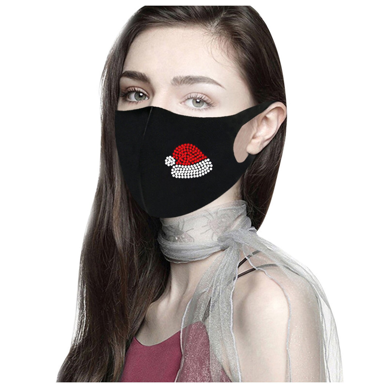 Mascarilla de cara de ciclista para adultos, máscaras de Navidad, con diamantes, reutilizables, para prevenir la contaminación, para exteriores: Q