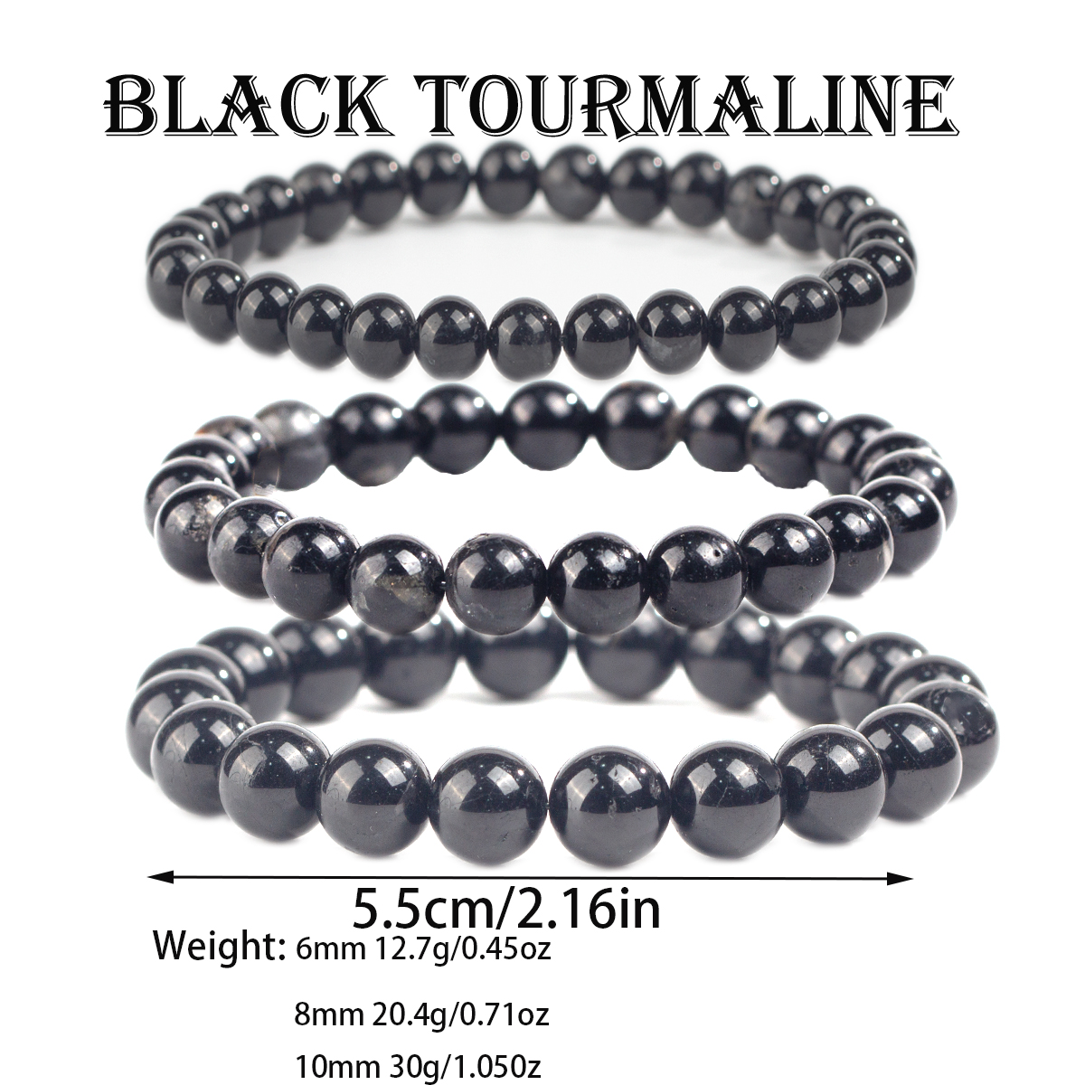 1 peça/turmalina preta natural feita à mão com contas 6mm-10mm pulseira de personalidade neutra presente de feriado para amigos
