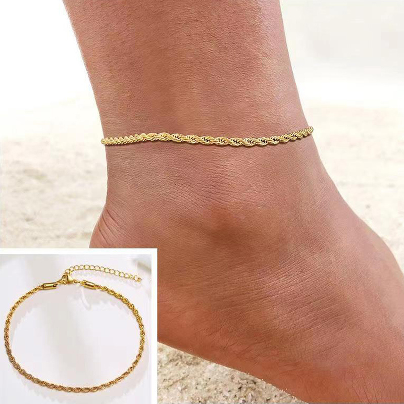 Snake Chain Anklet Women Gold Color Simple Temperament Link Chain Anklet For Women Jewelry