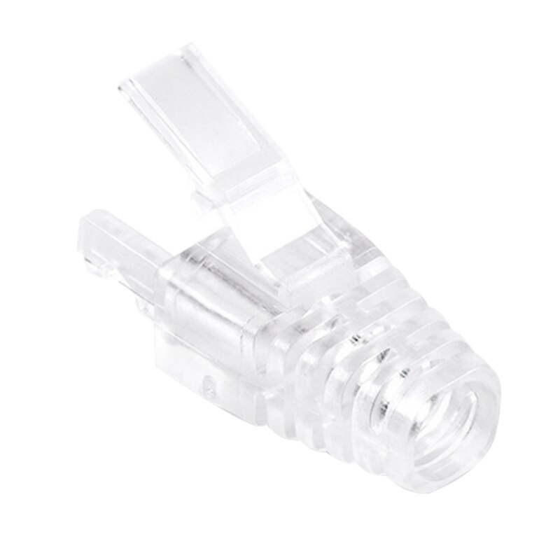 100 stuks/set cat 6 rj45 connector utp kabel ethernet jack transparant web cat 6 modulaire stekkers met 6.5mm rj45 doppen
