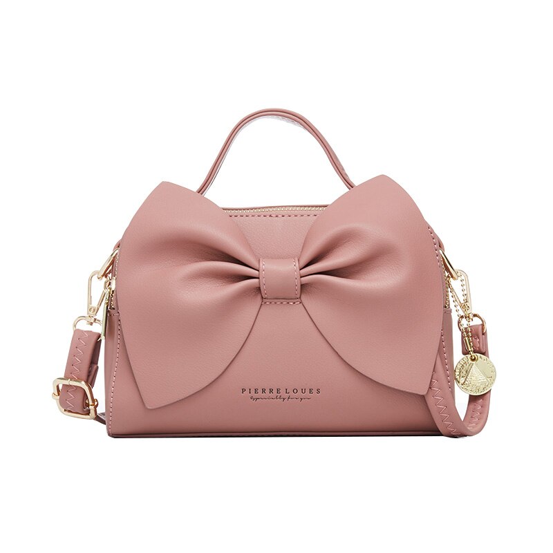 Mulheres elegantes bolsas de couro feminino ombro crossbody sacos para as bolsas femininas alta qualidade senhoras mensageiro sacos mão arco novo: Dk Pink