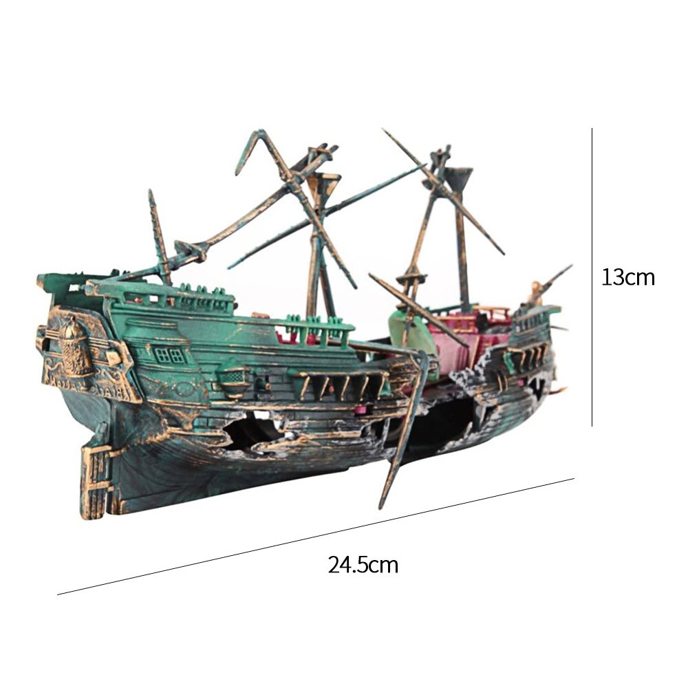 Acuario de peces, paisaje de Barco Pirata, barco de naufrago, decoración de barco de resina, ornamento, accesorios de decoración,: Boat shaped
