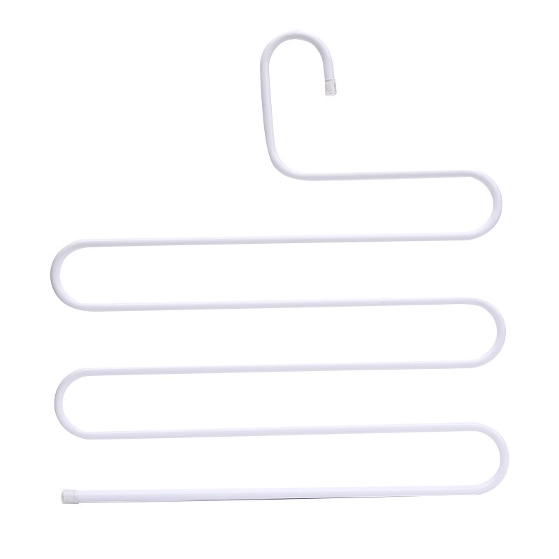 Multilayer Fish Bone Shape Stainless Steel Clothing Storage Racks Clothes Hanger Storage Holder Wardrobe Laundry Drying Rack: steel pants white