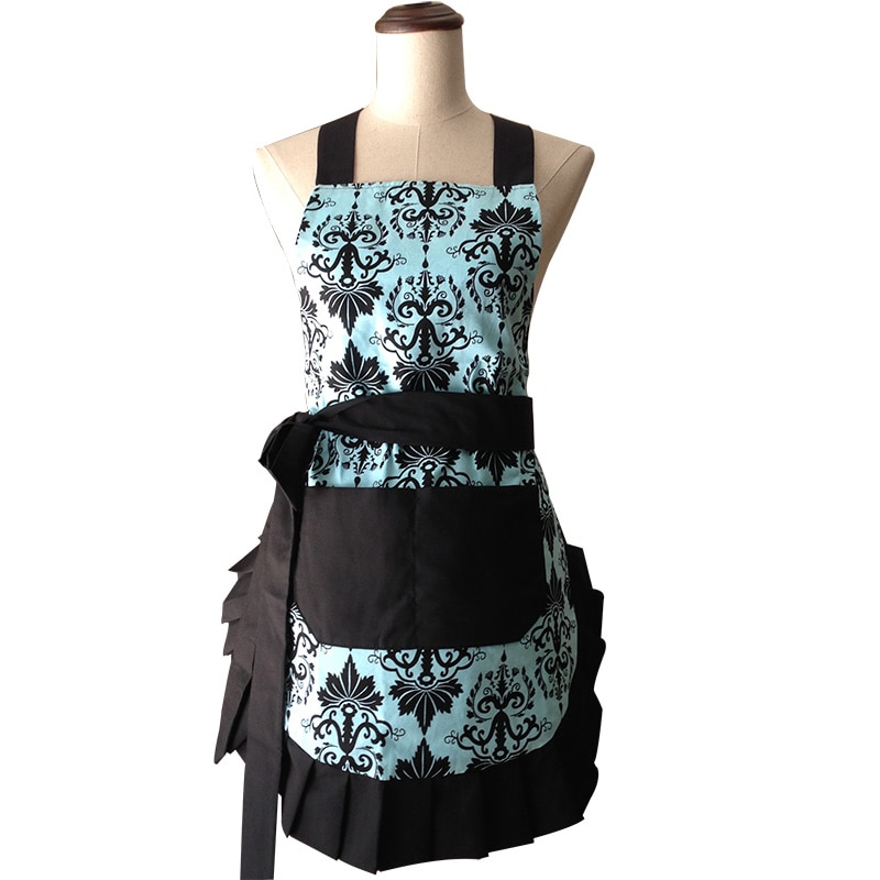 Retro Kitchen Apron Woman Flirty White Apron Frosted Cupcake Striped Polka Dot Ruffled Salon Avental de Cozinha Divertido: (2)