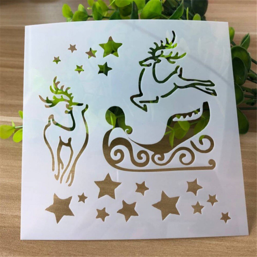 1Pc Weihnachten Dekor Schablone Malerei Zubehör Vorlagen DIY Durchbrochene Vorlage Präge Für Scrapbooking Tagebuch Ornament: 5