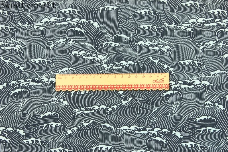 140x50cm Plain Cotton Fabric Dark Wave Printed Cloth Sewing Quilting Fabrics For Patchwork Needlework DIY Handmade Accessories