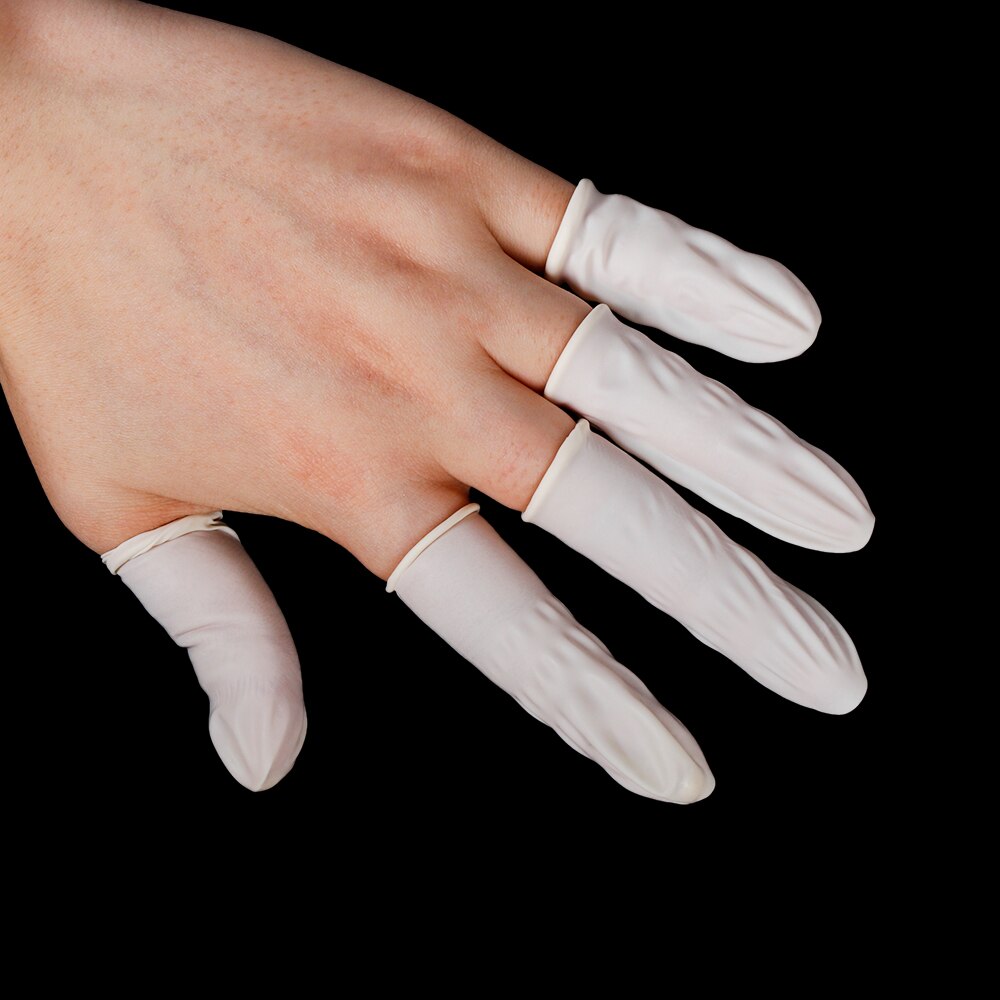 100 stk skridsikre latexfingerbørste fingerspidser beskyttelseshandsker engangs fingerdæksel støvtætte naturgummihandsker