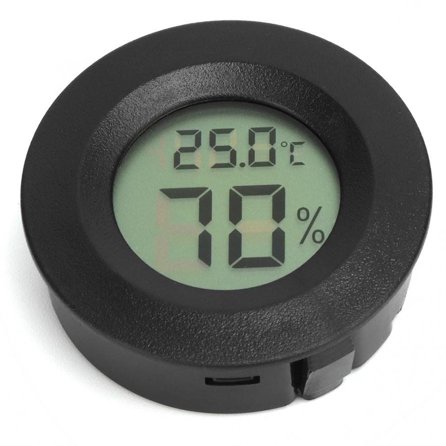 Digital termometer indlejret rundformet digital krybdyr termometer hygrometer fugtighed temperaturmåler høj præcis