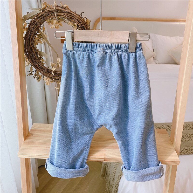 0-4 Y Infant Soft Jeans Spring Autumn Toddler Kids Oversize solid Trousers Baby Boys Girls Loose Casual Denim Pants