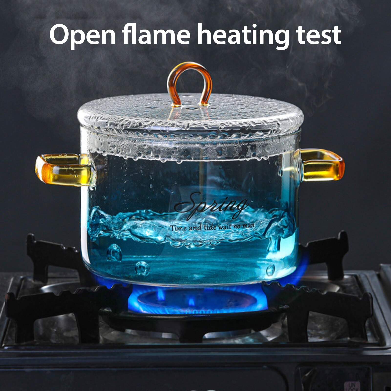 900ML Glass Soup Pot Transparent Pot Heat-resistant Porridge Noodles Pot With Lid Glass Bowl Household Kitchen Cooking Tools