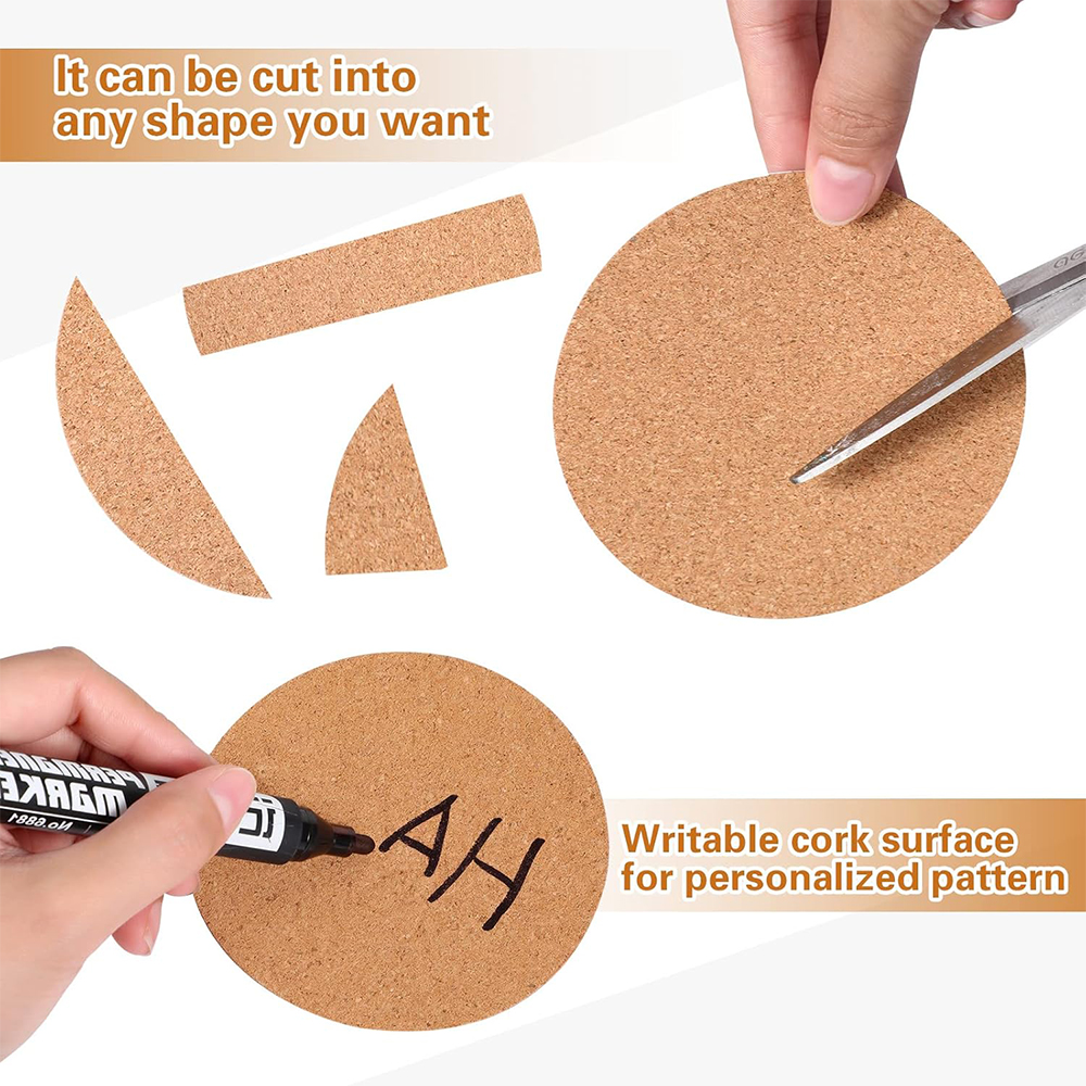 Posavasos de corcho autoadhesivo, almohadilla redonda para manualidades, pintura artística con diamantes, tapete de corcho, 10/20/50 Uds.