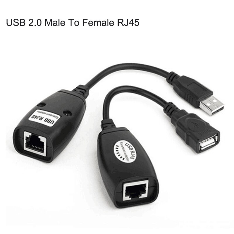 USB 2.0 Man-vrouw Cat6 Cat5 Cat5e 6 Rj45 LAN Ethernet Netwerk Extender Extension Repeater Adapter Converter Kabel