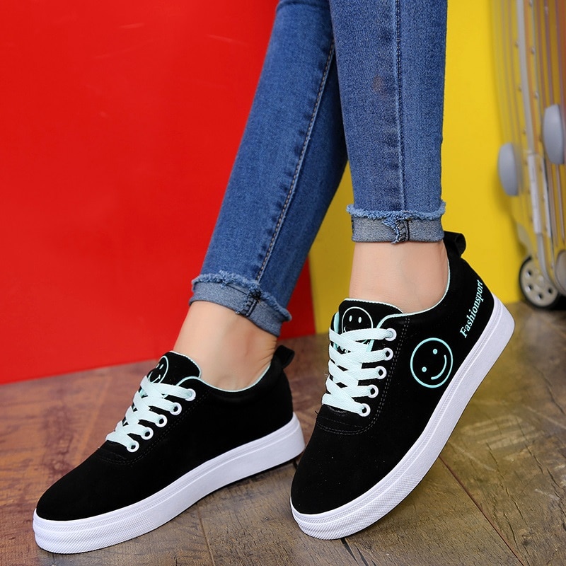 Kvinder lærredssko snøre fritidssko kvinde lejligheder student sneakers åndbare loafers dame espadriller