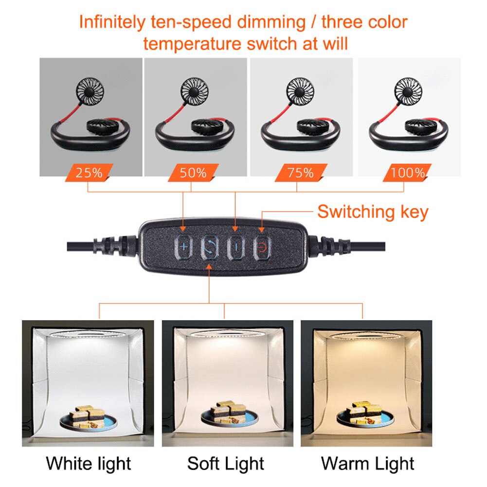 12inch With LED Lights Photo Studio Box Small Items 6 Backdrops Portable Shooting Tent Folding Tabletop For Jewelry