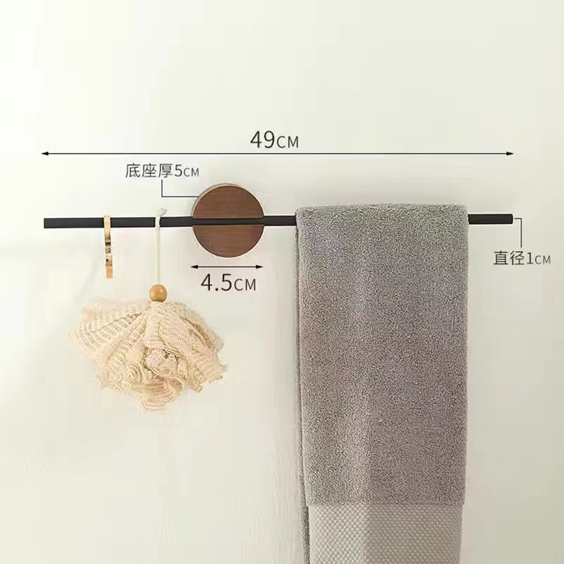 Toallero de madera de 40/50cm, colgador de toallas de baño, soporte para colgar en la pared, espacio de barra de toalla, estante de baño de aluminio, estante de almacenamiento de cocina: Gris claro