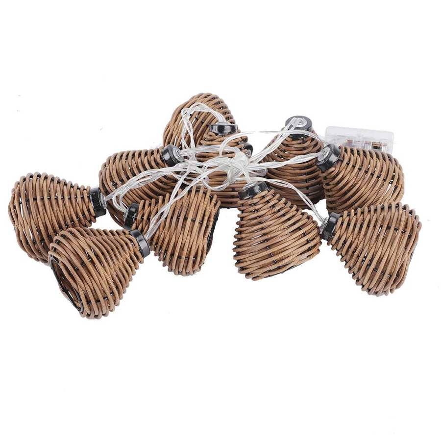 10Pcs Rattan Lamps String Lights LED Rattan Balls Fairy Lights Wedding Home Decoration Window Blinds
