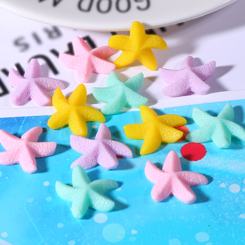 20Pcs Resin Adorable Glitter Starfish Crafts Candy colors Sea Stars For Jewelry DIY Wedding Decoration Home Decor Accessories: Mixed colors 2