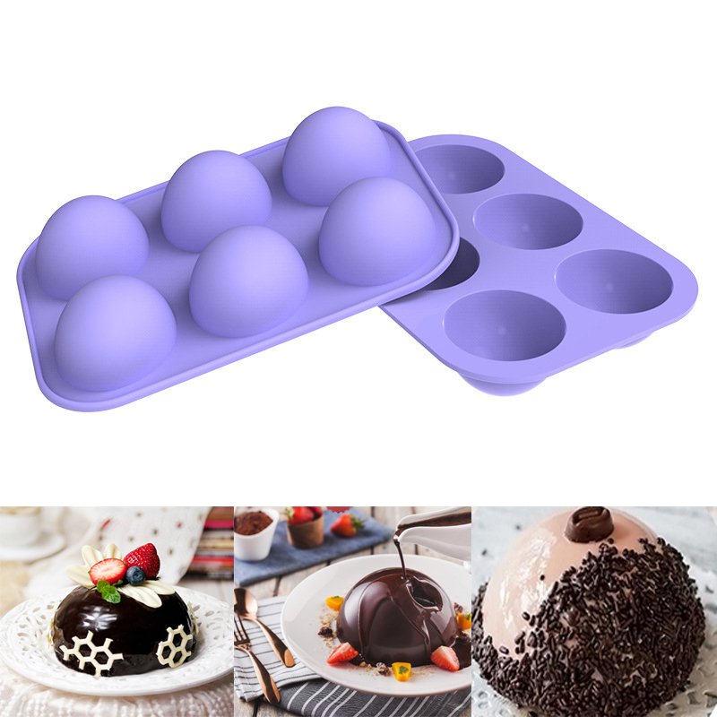 6 Gaten Силиконовые Формы Siliconen Bakvorm Voor Bakken 3D Bakvormen Chocolade Half Ball Mold Cupcake Taart Keukengereedschap