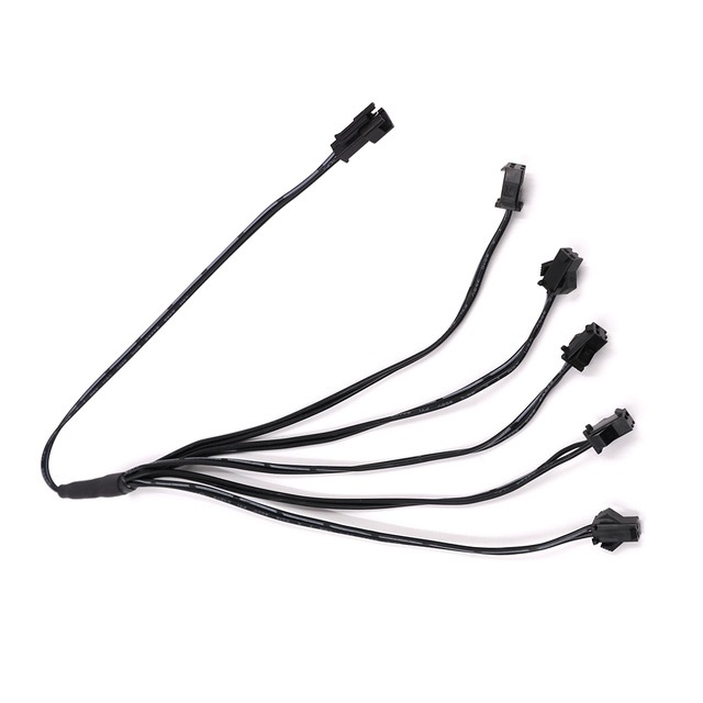 Connettore divisore da 1 a 2/3/4/5 per cavo EL Luce elettroluminescente collegato con cavo invertitore Cablaggio luce al neon portato: nero