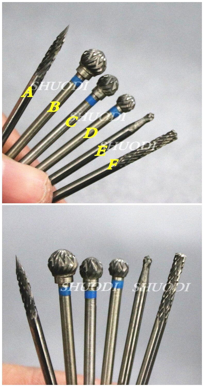Dental Lab Polishing Drills Tungsten Steel Carbide Burs HP 2.35MM - Foto 5