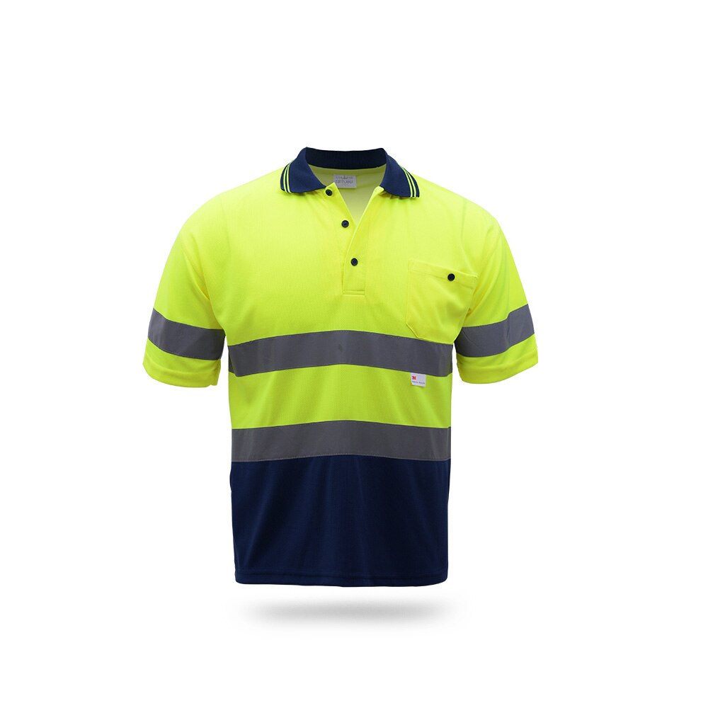 Motorcykel t shirt 3m høj synlighed reflekterende sikkerheds skjorte til mænd hi vis t shirt gul åndbar mesh til sommeren: S