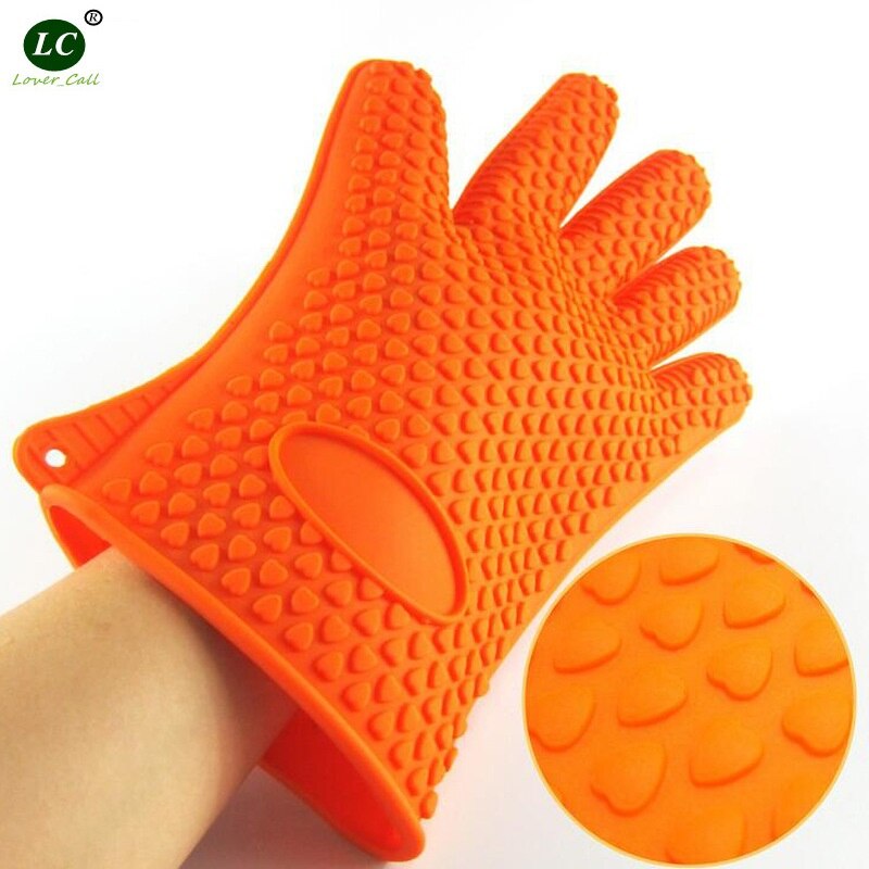 1 para Silikon Handschuhe mikrowelle 5 Finger-handschuh Ofenhandschuh Hitzebeständig Grill Bohrer Fausthandschuh Handschuh Küche BBQ Backen werkzeug