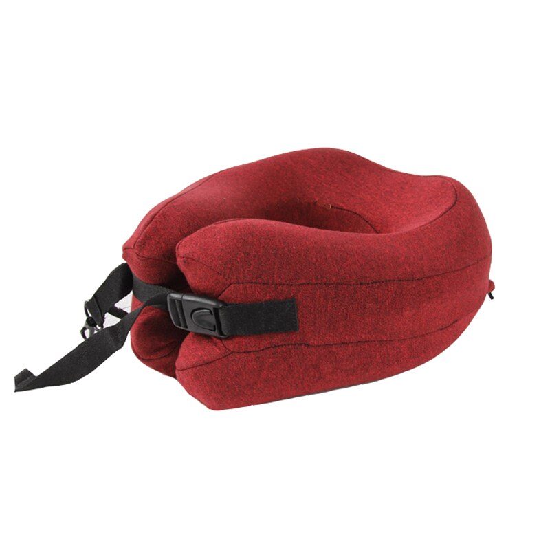 U Shape Memory Foam Reiskussen Opvouwbare Hoofd Hals Verstelbare Chin Ondersteuning Kussen Voor Slapen Op Kantoor Vliegtuig Auto: Wine Red