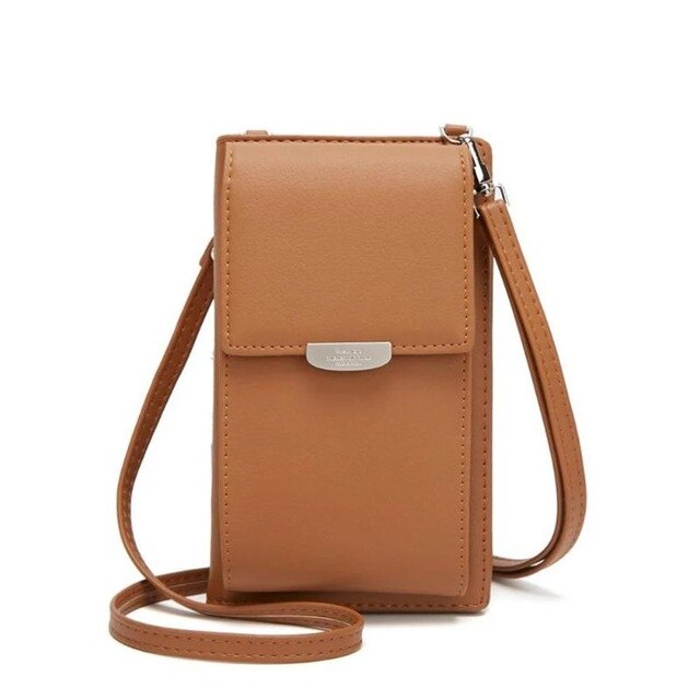 Último dia 70% de desconto! Tudo-em-um crossbody saco de telefone feminino ombro mensageiro bolsa multi-função bolsa carteira saco de cartão: BROWN