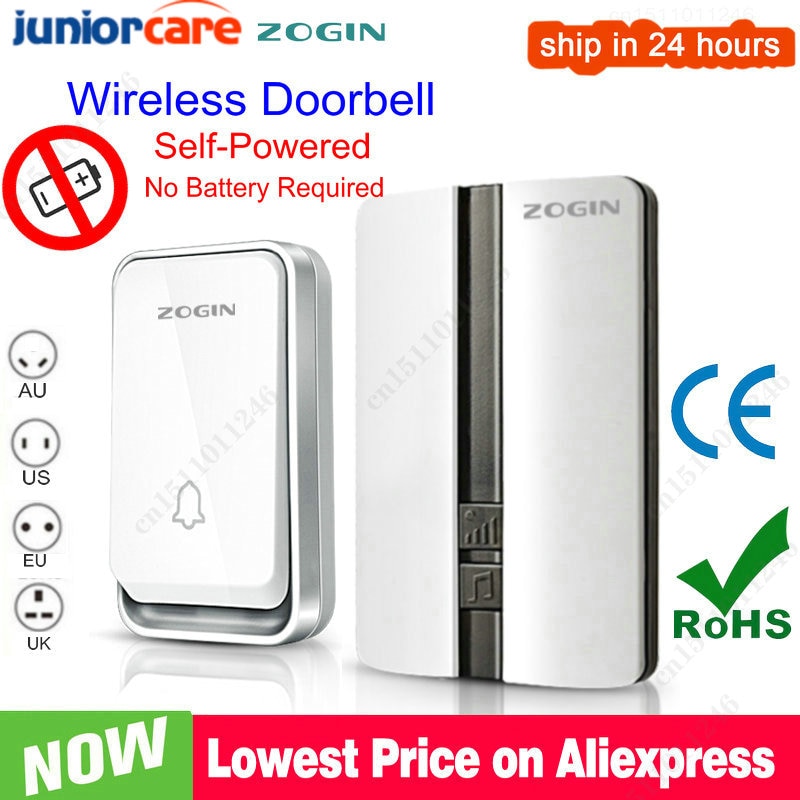 Wireless Doorbell Waterproof Self-powered Button Smart Door Bell Sets Home Welcome Outdoor House Chimes Receiver