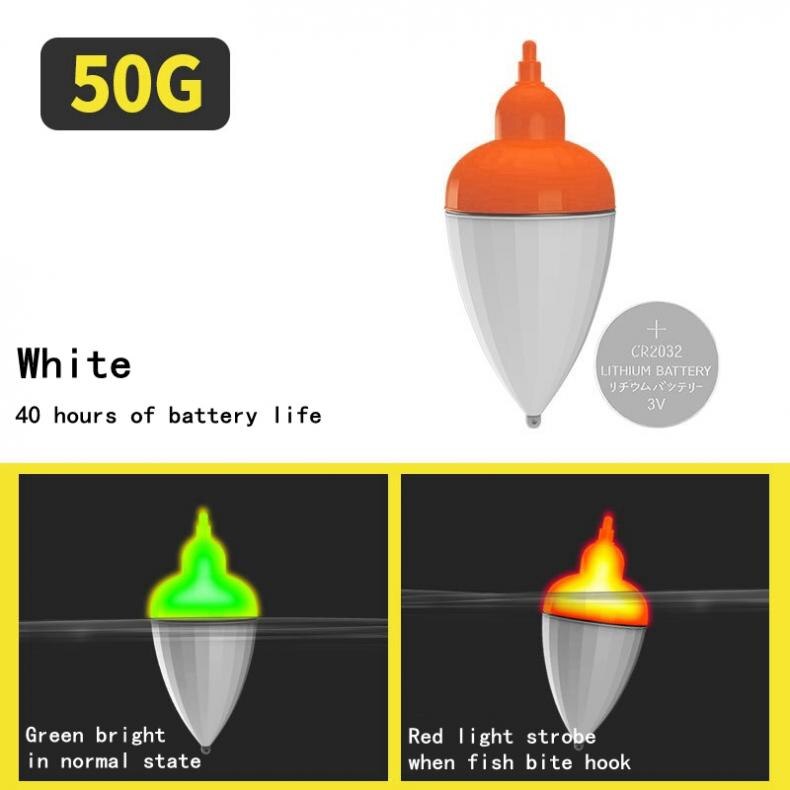 Galleggiante da pesca 50g Smart Sensor Elettrica Galleggiante Da Pesca Luce Stroboscopica Luminoso Mare Roccia Pesca Alla Carpa Galleggiante