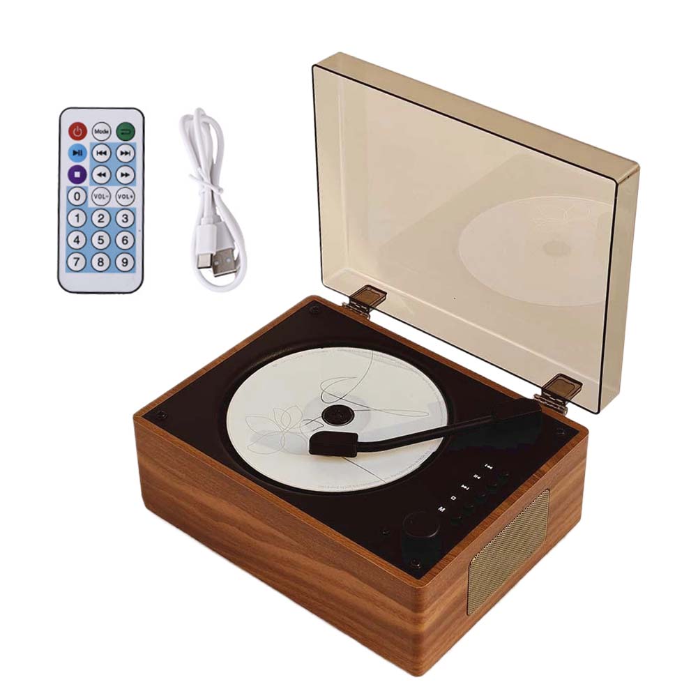 Retro-CD-Player, wiederaufladbar, kabellos, Bluetooth 5.0-Lautsprecher, tragbarer Heimmusik-Player, USB 3,5 mm AUX, Desktop-CD-Player für Telefon: YELLOW