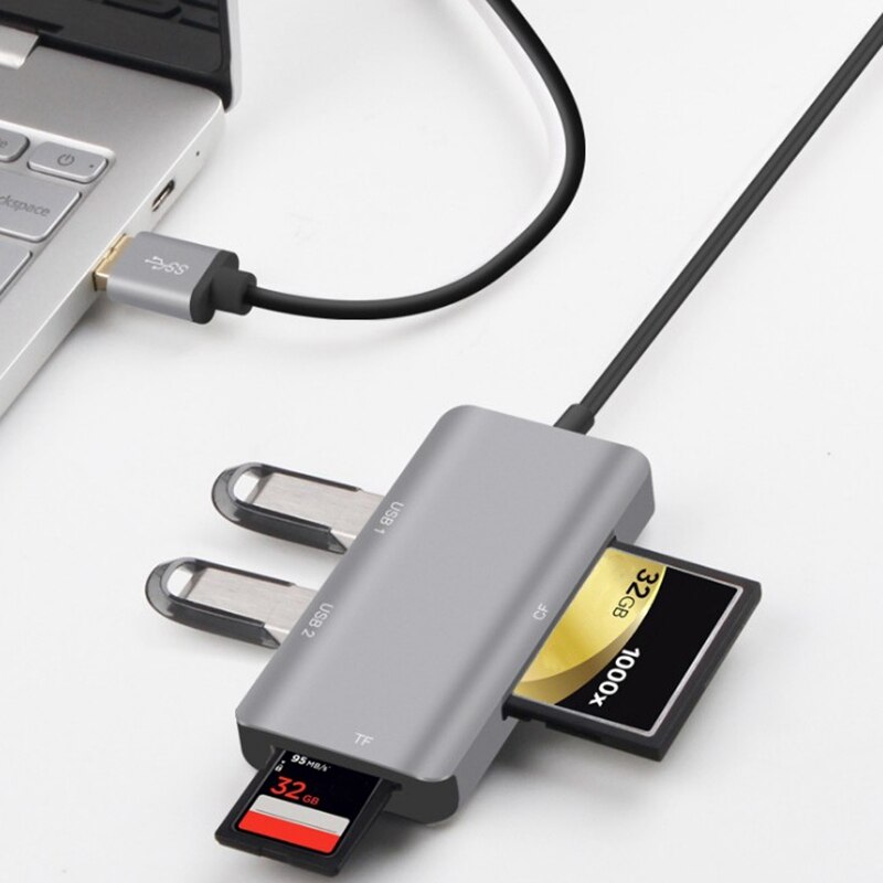 5 in 1 USB Hub to SD TF CF Memory Card Reader USB 3.0 Hub Adapter with Compact Flash Memory Card Reader for iPad Pro