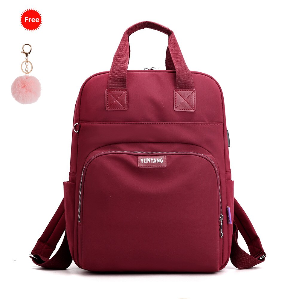 Sac à dos chargeur USB pour filles, hommes, femmes, voyage, cartable pour garçons et adolescents: Red wine
