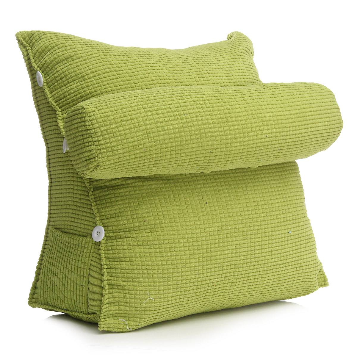 Triangle Sofa Cushion Back Pillow Bed Backrest Office Chair Pillow Support Waist Cushion Lounger TV Reading Lumbar Home Decor: Green