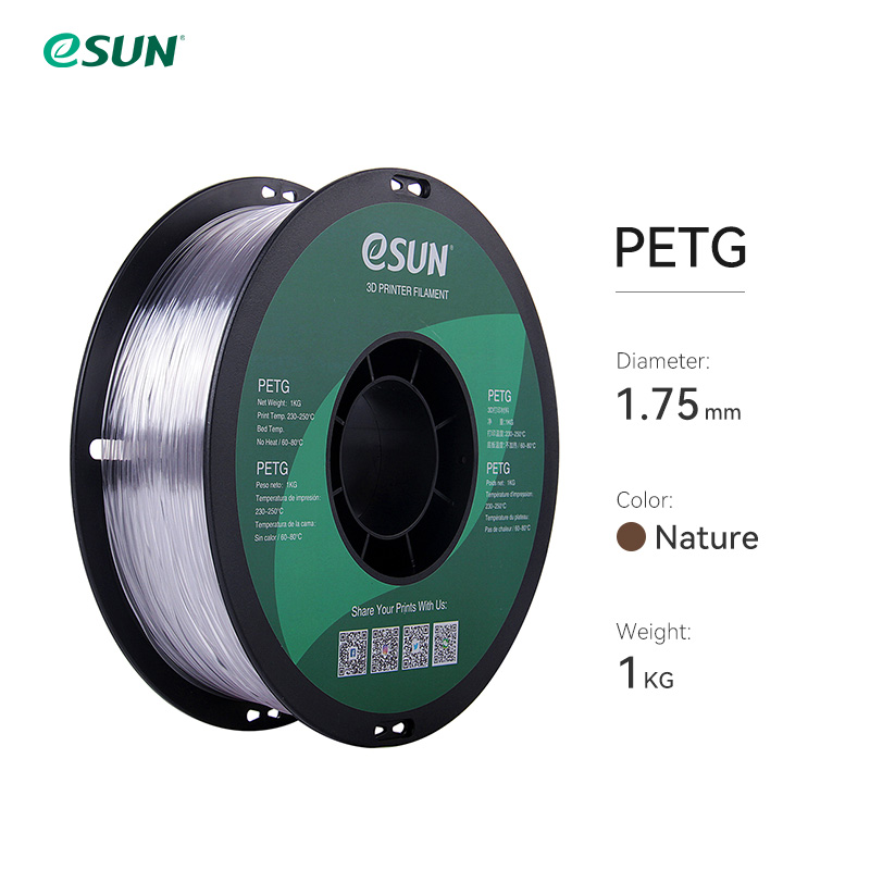 eSUN 3D Printer Filament PETG 1.75mm 1kg/2.2lbs Plastic Filament Consumables PETG 3D Printing Material for 3D Printer: Natural