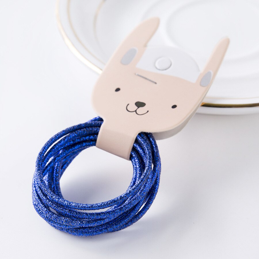 Bandes de caoutchouc en fil d'or pour filles | 10 pièces, couleurs bonbons, Nylon, bande élastique pour enfants, accessoires de cheveux, pour enfants, longue: Sapphire