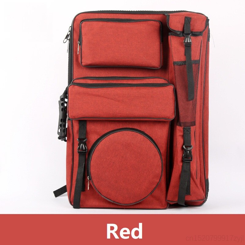 Grote Capaciteit 4K Canvas Kunstenaar Portfolio Carry Schoudertas Multifunctionele Tekentafel Tas Rugzak Tas Voor Kunst Levert: Red
