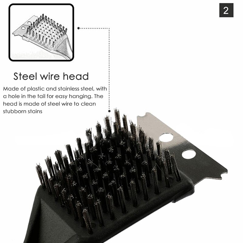 BBQ Grill Brush Barbecue Wire Cleaning Brush And Scraper With Stainless Steel Bristles Cooking Tools Outdoor BBQ Accessories