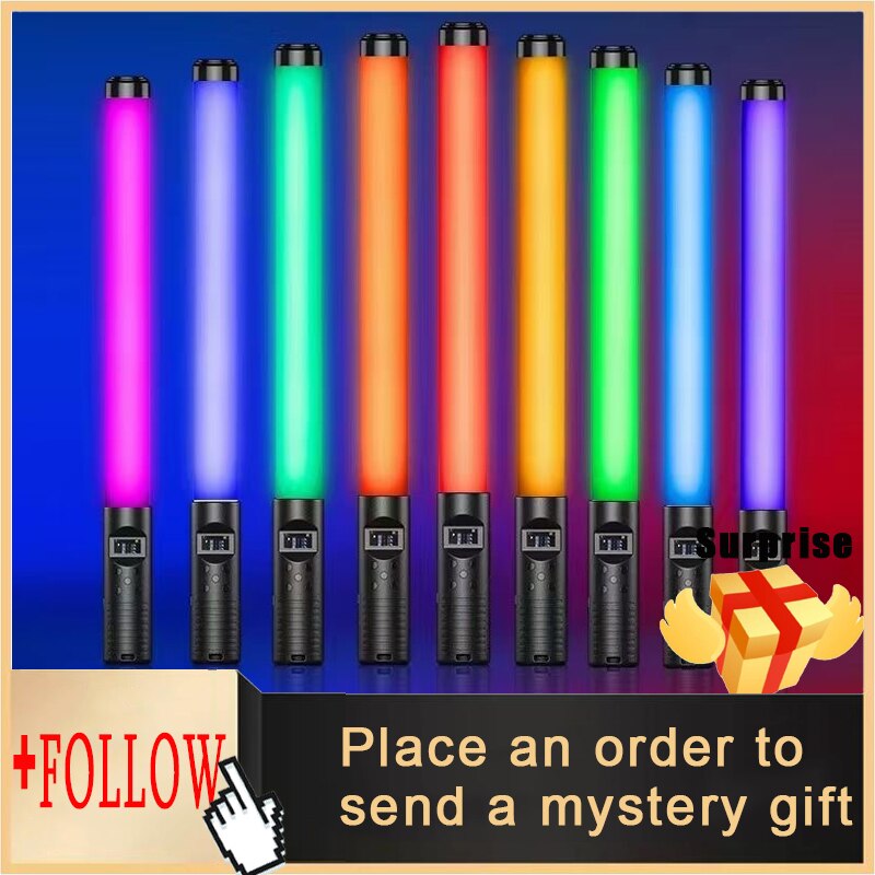 Handheld Rgb Fotografie Verlichting Stok Licht Toverstaf Usb Oplaadbare Met Statief Houders Stand Voor Party 3200-5600K Led vullen Lamp