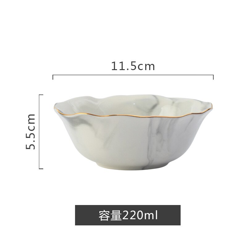 1Pc Glod Marmer Keramische Diner Schotel Plaat Rijst Salade Noedels Soepkom Saus Sushi Vis Plaat Servies Sets Servies: Grey rice bowl