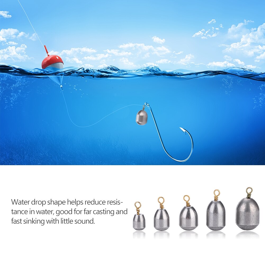 20pcs Fishing Weight 4g/7g/10g/14g/20g Water Droplets Lead Weights Fishing Sinkers Weight Set Fishing Accessories