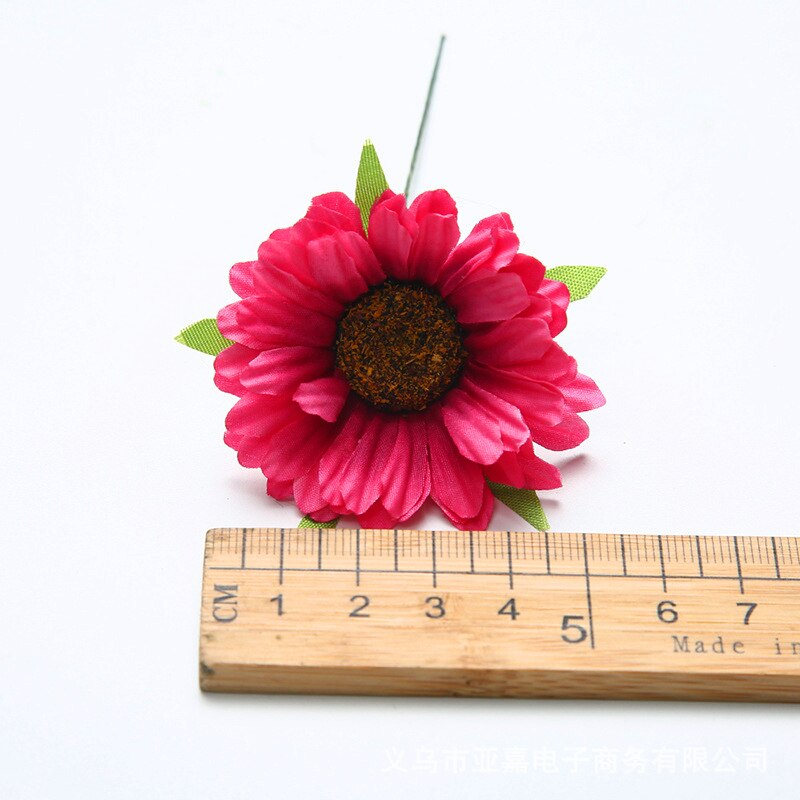 6 sztuk 5 cm sztuczny jedwab tkaniny afryki chryzantema małe stroik kwiatowy akcesoria floret ręcznie robione pudełko upominkowe dekoracje @ 4