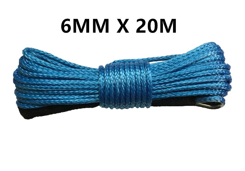 6mm x 20 måler atv vinsjledning, av vei tau, syntetisk vinsj tau, båt vinsj kabel, utv