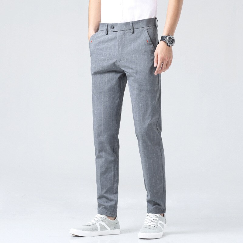 Herrbyxor randiga kostymbyxor herrklänningsbyxor herr affärsbyxor kontor fritidsbyxor, klassiska byxor för herr