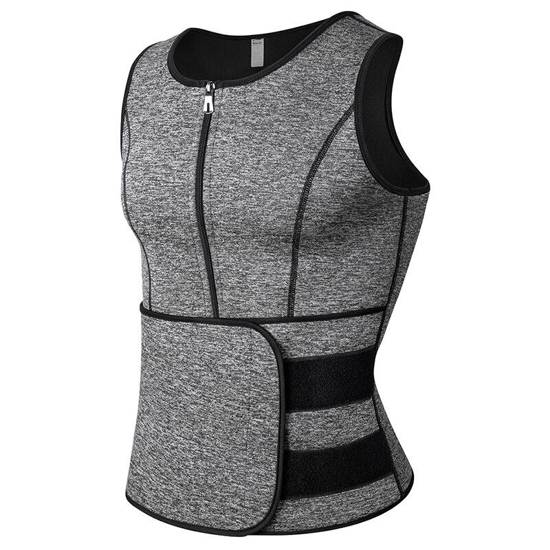 Neoprenowy męski czopiarki Sweat, kamizelka dla mężczyzn gorset Waist Trainer Vest regulowane urządzenie do modelowania sylwetki treningu z podwójny zamek błyskawiczny na kombinezon do sauny: XXL / GRAY